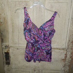 Lands' End Crossover Paisley Swim Tankini Size 8 (UU-10)